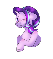 Size: 1800x2000 | Tagged: safe, artist:starcakesoc, starlight glimmer, pony, unicorn, one eye closed, simple background, solo, transparent background