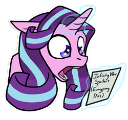 Size: 600x564 | Tagged: safe, artist:jykinturah, starlight glimmer, pony, unicorn, avengers: infinity war, glowing horn, open mouth, shocked, simple background, solo, spoilers for another series, transparent background