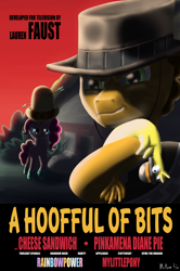 Size: 2429x3657 | Tagged: safe, artist:mcnum, boneless, cheese sandwich, pinkie pie, earth pony, pony, a fistful of dollars, crossover, movie poster, parody, poster, western