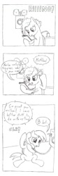 Size: 800x2400 | Tagged: safe, artist:datspaniard, derpy hooves, pegasus, pony, comic, female, mare, monochrome, phone, pizzeria