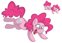 Size: 600x424 | Tagged: safe, artist:maylee, pinkie pie, earth pony, pony, jumping, smiling, solo