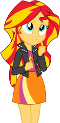 Size: 6249x12725 | Tagged: safe, artist:illumnious, sunset shimmer, eqg summertime shorts, equestria girls, pet project, absurd resolution, clothes, female, jacket, shirt, simple background, skirt, solo, sunset shimmer's skirt, transparent background, vector