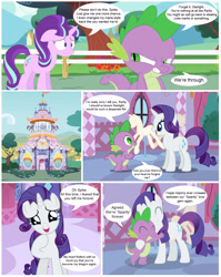 Size: 2292x2880 | Tagged: safe, artist:porygon2z, rarity, spike, starlight glimmer, dragon, pony, unicorn, spoiler:s05, comic, downvote bait, female, male, out of character, shipping, shipping denied, sparity, straight