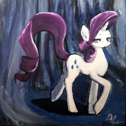 Size: 800x800 | Tagged: safe, artist:d-lowell, rarity, pony, unicorn, female, mare, purple mane, solo, traditional art, white coat