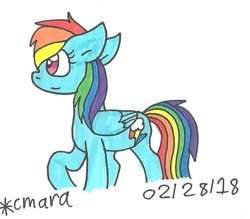 Size: 744x651 | Tagged: safe, artist:cmara, derpibooru import, rainbow dash, pegasus, pony, solo, traditional art