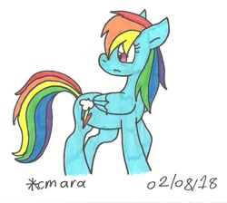 Size: 838x750 | Tagged: safe, artist:cmara, derpibooru import, rainbow dash, pegasus, pony, simple background, solo, traditional art, white background