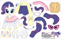 Size: 3304x2104 | Tagged: safe, artist:eljoeydesigns, rarity, pony, unicorn, blushing, camping outfit, clothes, dress, papercraft, sunglasses