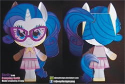 Size: 2062x1376 | Tagged: safe, artist:eljoeydesigns, rarity, pony, unicorn, blushing, camping outfit, clothes, dress, papercraft, sunglasses