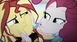 Size: 4032x2189 | Tagged: safe, screencap, pinkie pie, sunset shimmer, equestria girls, mirror magic, spoiler:eqg specials, faic, kissing, kissy face, o-face