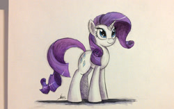 Size: 2000x1258 | Tagged: safe, artist:ncmares, rarity, pony, unicorn, simple background, solo, traditional art