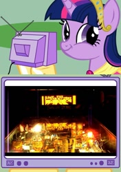 Size: 564x800 | Tagged: safe, derpibooru import, twilight sparkle, twilight sparkle (alicorn), alicorn, pony, exploitable meme, female, mare, meme, pinball, the twilight zone, tv meme, twiface, wrong neighborhood