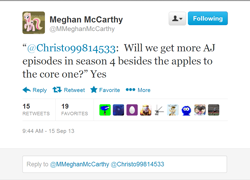 Size: 935x673 | Tagged: safe, applejack, season 4, meghan mccarthy, text, twitter