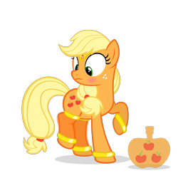 Size: 2500x2500 | Tagged: safe, artist:navitaserussirus, applejack, earth pony, pony, blushing, bottle, genie, geniefied, solo