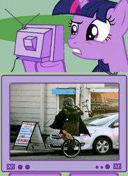 Size: 563x769 | Tagged: safe, derpibooru import, twilight sparkle, bagpipes, darth vader, exploitable meme, star wars, tv meme, unicycle, wat