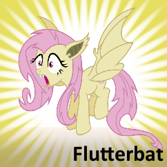 Size: 242x242 | Tagged: safe, fluttershy, bat pony, pony, bats!, flutterbat, race swap, solo, spoilered image joke