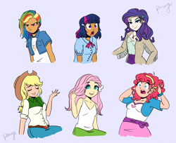 Size: 2040x1664 | Tagged: safe, artist:cosmicponye, derpibooru import, applejack, fluttershy, pinkie pie, rainbow dash, rarity, twilight sparkle, equestria girls, clothes, human coloration, humane six, mane six, tanktop