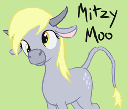 Size: 900x771 | Tagged: safe, artist:arrkhal, derpy hooves, cow, mitzy moo, solo, species swap