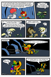 Size: 1265x1920 | Tagged: safe, artist:joeywaggoner, derpy hooves, doctor whooves, oc, oc:sparky sue, oc:tick tock, pony, comic, male, stallion, tumblr, tumblr comic