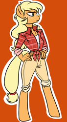 Size: 492x900 | Tagged: safe, artist:theantsden, applejack, anthro, unguligrade anthro, solo