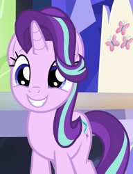 Size: 739x962 | Tagged: safe, screencap, starlight glimmer, pony, unicorn, cropped, cute, friendship throne, glimmerbetes, smiling, solo