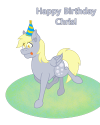 Size: 1600x2000 | Tagged: safe, artist:slimeyjenkins, derpy hooves, pegasus, pony, birthday, derpface, female, mare, out of work derpy, solo