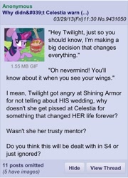 Size: 640x891 | Tagged: safe, derpibooru import, twilight sparkle, a canterlot wedding, /mlp/, 4chan, alicorn drama, sandwich armor, text