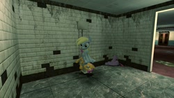 Size: 1280x720 | Tagged: safe, derpy hooves, scootaloo, surprise, twilight sparkle, pegasus, pony, 3d, bathroom, female, gmod, mare, sitting, sitting on pony, toilet