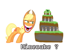 Size: 2149x1479 | Tagged: safe, applejack, earth pony, pony, creepy, meme, minecraft, solo, woody face