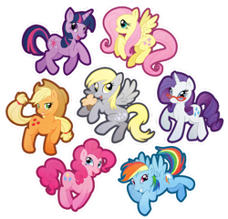 Size: 776x745 | Tagged: safe, artist:buttercupbabyppg, applejack, derpy hooves, fluttershy, pinkie pie, rainbow dash, rarity, twilight sparkle, earth pony, pegasus, pony, unicorn, female, mane six, mare, simple background, transparent background