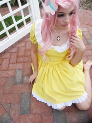 Size: 720x960 | Tagged: safe, artist:terezigrell, fluttershy, human, barefoot, cosplay, feet, irl, irl human, photo, soles, solo