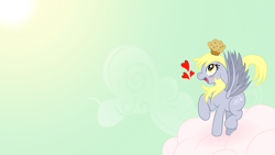 Size: 1920x1080 | Tagged: safe, artist:midnightblitzz, derpy hooves, pegasus, pony, cloud, cute, female, mare, muffin, solo, vector, wallpaper