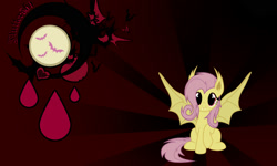 Size: 2000x1200 | Tagged: safe, artist:evilarticfox, fluttershy, bat pony, pony, bats!, flutterbat, race swap, solo, wallpaper