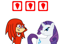 Size: 550x400 | Tagged: safe, artist:cyberlink420, rarity, pony, unicorn, angry, crossover, grin, knuckles the echidna, nervous, rarity is not amused, sega, simple background, sonic adventure, sonic adventure 2, sonic the hedgehog (series), stare, transparent background, unamused