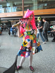 Size: 3000x4000 | Tagged: artist needed, safe, pinkie pie, human, convention, cosplay, irl, irl human, photo, pinkamena diane pie, solo, weapon, youmacon, youmacon 2013