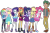 Size: 2048x1339 | Tagged: safe, derpibooru import, editor:php77, applejack, fluttershy, pinkie pie, rainbow dash, rarity, sci-twi, sunset shimmer, timber spruce, twilight sparkle, better together, equestria girls, clothes, converse, humane five, humane seven, humane six, sandals, shoes, simple background, sneakers, transparent background