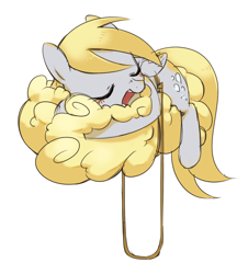 Size: 1078x1190 | Tagged: safe, artist:30clock, derpy hooves, pegasus, pony, cloud, eyes closed, female, mare, open mouth, rope, sleeping, snoring, solo