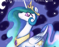 Size: 640x512 | Tagged: safe, artist:ambunny, princess celestia, alicorn, pony, ask-princessluna, no pupils, smiling, solo, tumblr