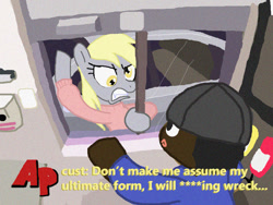 Size: 800x600 | Tagged: safe, artist:shutterflye, derpy hooves, pegasus, pony, angry, censored dialogue, drive thru, female, mare, parody, subtitles, youtube link