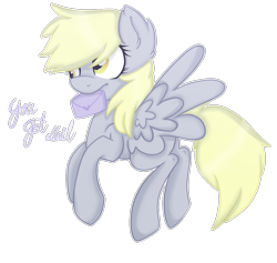 Size: 1098x1042 | Tagged: safe, artist:baaphometh, derpy hooves, pegasus, pony, female, letter, mare, mouth hold, simple background, solo, transparent background