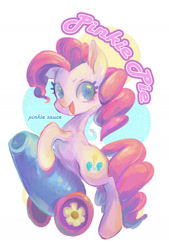 Size: 1181x1748 | Tagged: safe, artist:akamei, pinkie pie, earth pony, pony, party cannon, pixiv, solo