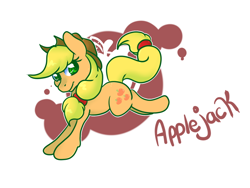 Size: 700x525 | Tagged: safe, artist:cotton, applejack, earth pony, pony, bucking, looking at you, solo