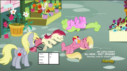 Size: 852x480 | Tagged: safe, edit, screencap, daisy, derpy hooves, flower wishes, lily, lily valley, roseluck, pegasus, pony, slice of life (episode), dead, death note, female, l lawliet, mare, meta, plot, quill