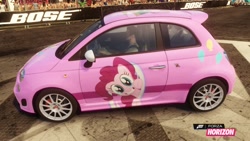 Size: 1280x720 | Tagged: safe, pinkie pie, pony, abarth, abarth 500, car, fiat, fiat 500, forza horizon, itasha, portal