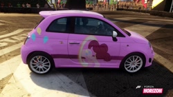 Size: 1280x720 | Tagged: safe, pinkie pie, pony, abarth, abarth 500, car, fiat, fiat 500, forza horizon, itasha, portal