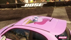 Size: 1280x720 | Tagged: safe, pinkie pie, pony, abarth, abarth 500, car, fiat, fiat 500, forza horizon, itasha