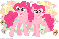 Size: 1606x1060 | Tagged: safe, artist:jaquelindreamz, bubble berry, pinkie pie, earth pony, pony, bubblepie, female, male, meme, rule 63, self ponidox, selfcest, yaranaika