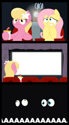 Size: 1440x2602 | Tagged: safe, fluttershy, lily, lily valley, pegasus, pony, cinema, comic, exploitable, lily's movie, spooking lily