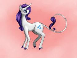 Size: 1024x768 | Tagged: safe, artist:luckyorigamistars, rarity, classical unicorn, pony, unicorn, leonine tail, solo