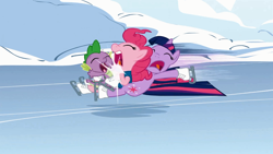 Size: 1366x768 | Tagged: safe, derpibooru import, screencap, pinkie pie, spike, twilight sparkle, dragon, earth pony, pony, out of context