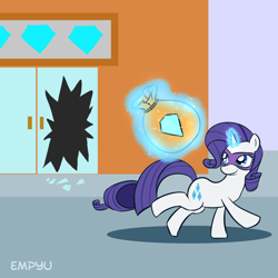 Size: 1000x1000 | Tagged: safe, artist:empyu, rarity, pony, unicorn, crime, mask, robbery, solo, stealing, thief